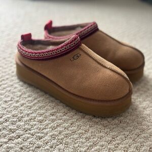 UGG Brown Slip-On Shoes with Red Accents